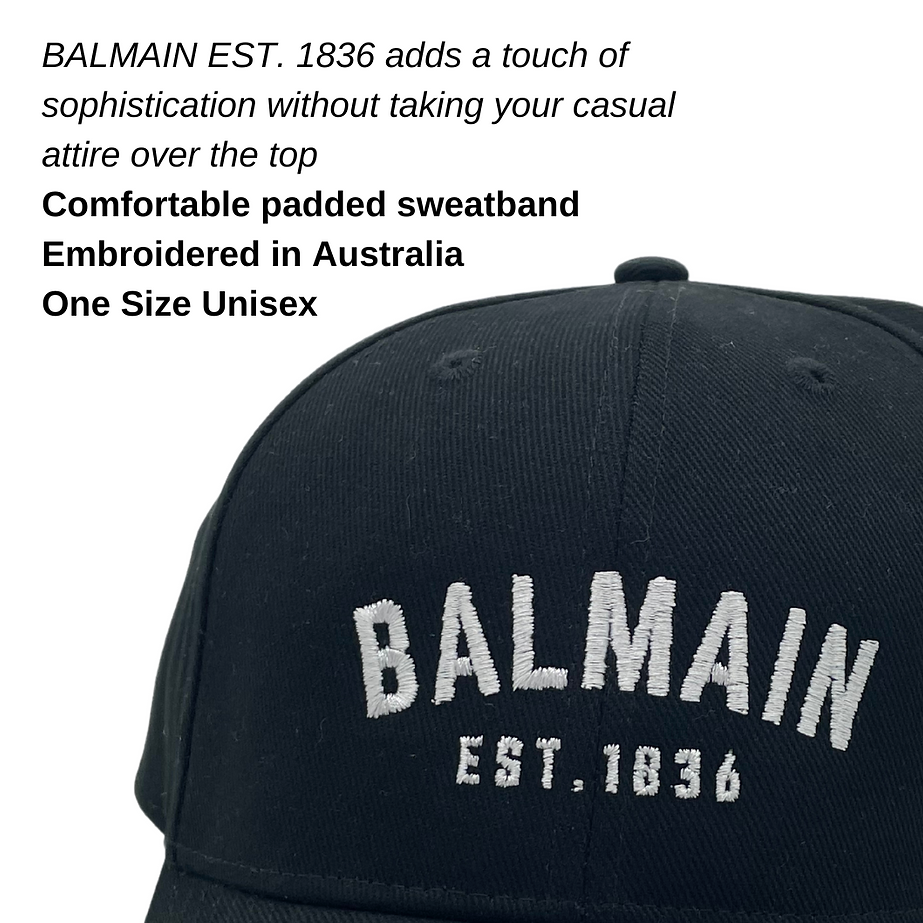 BALMAIN EST.1836 Black Brushed Cotton Cap