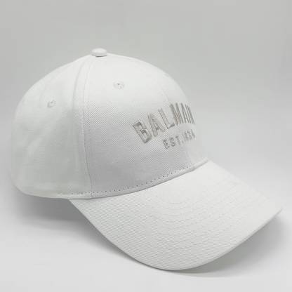 BALMAIN EST.1836 White Brushed Cotton Cap
