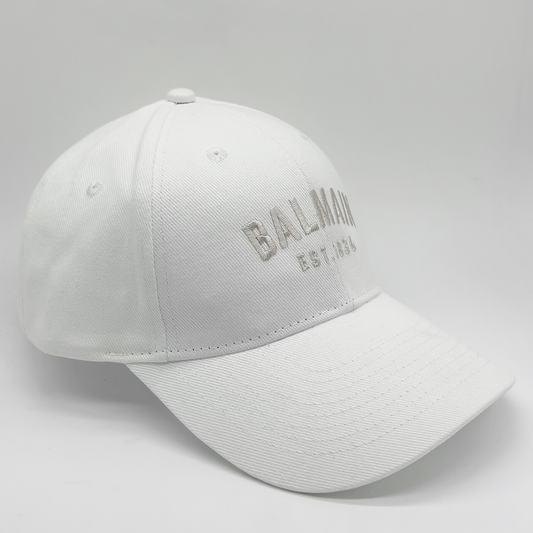 BALMAIN EST.1836 White Brushed Cotton Cap