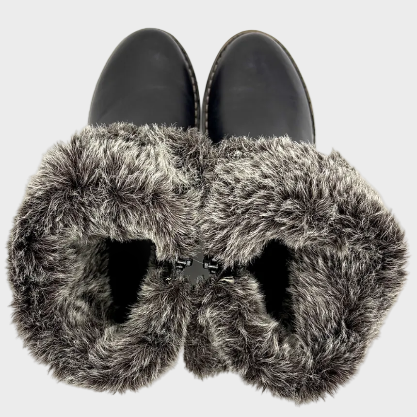 Zeta Malo Reversible Fur-Lined Black Leather Boot - Last Pair Size 37