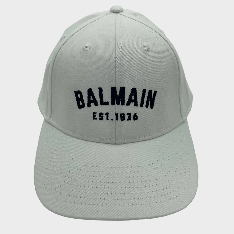 BALMAIN EST.1836 White Brushed Cotton Cap