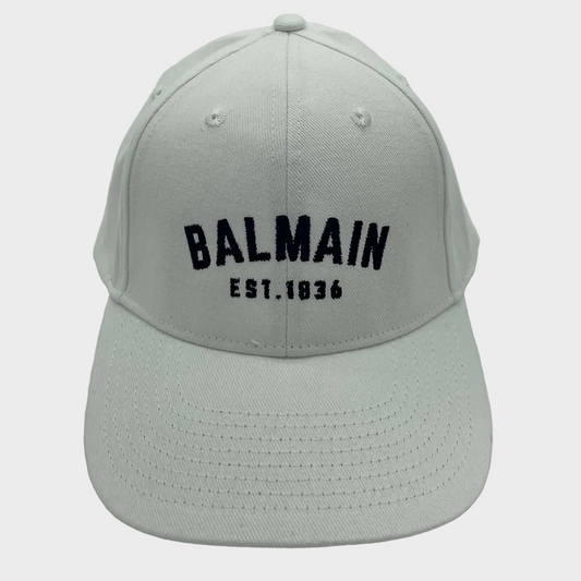 BALMAIN EST.1836 White Brushed Cotton Cap
