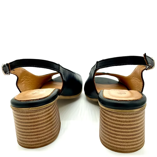 Thyme and Co Wafer Peep Toe Leather Slingback Heel