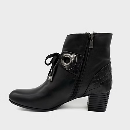 Thyme&Co. Black Ankle Block Heel Boot