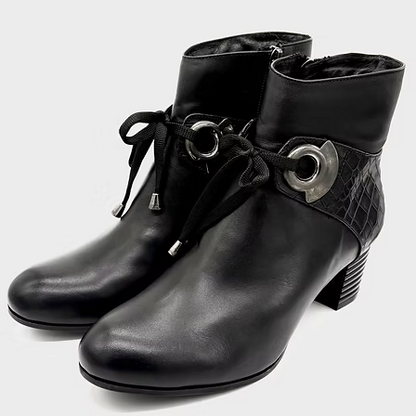 Thyme&Co. Black Ankle Block Heel Boot