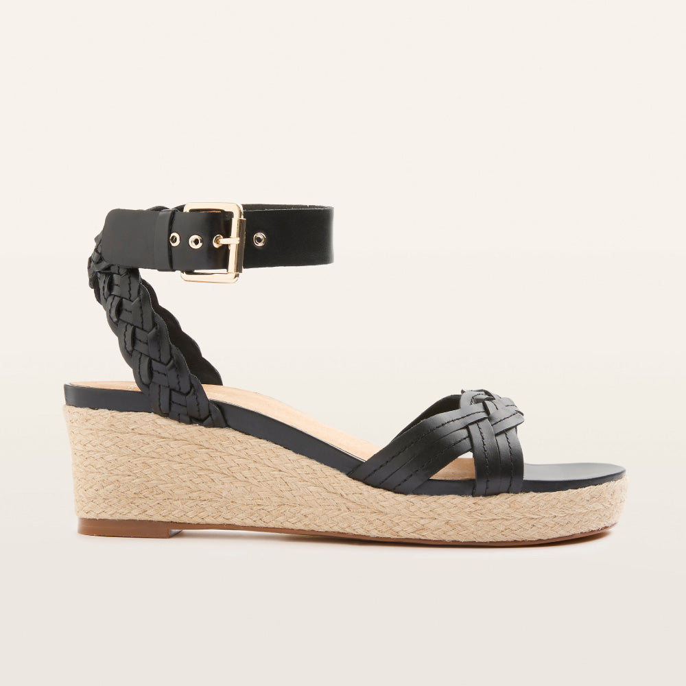 FRANKIE4 Upton Black Espadrille Wedge - Size 6/37