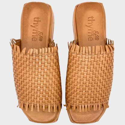 Thyme&Co. Veil Tan Leather Comfort Slide