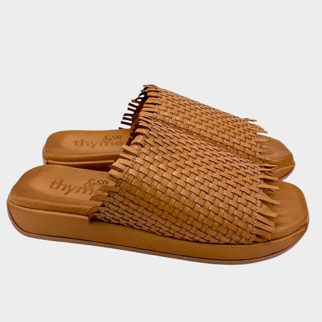 Thyme&Co. Veil Tan Leather Comfort Slide
