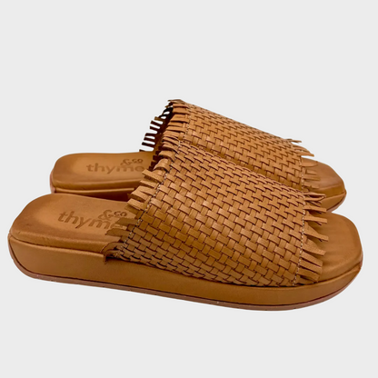 Thyme&Co. Veil Tan Leather Comfort Slide