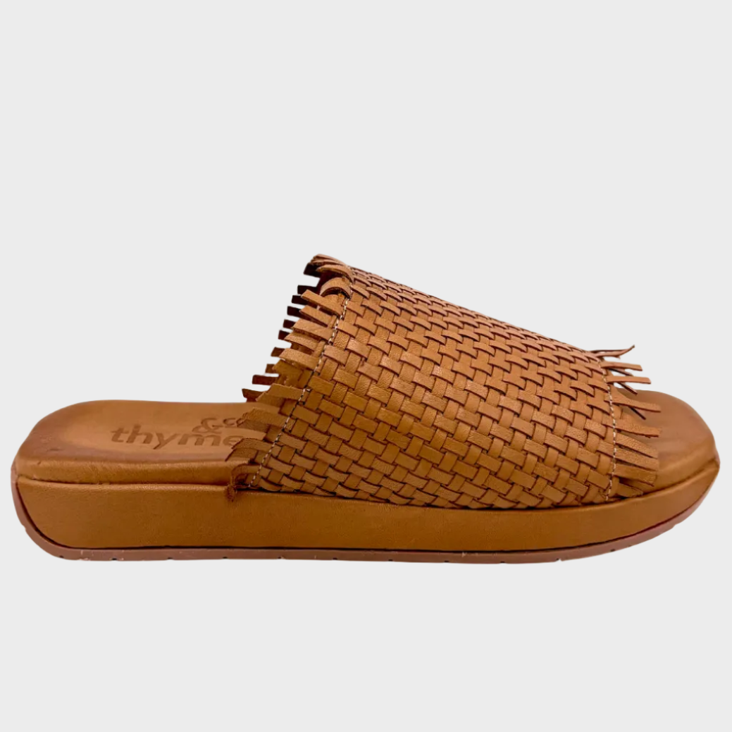 Thyme&Co. Veil Tan Leather Comfort Slide