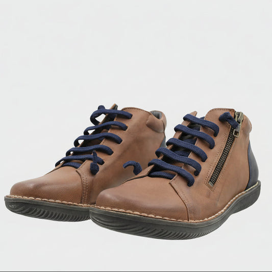 Madge Tan/Navy Leather Boot